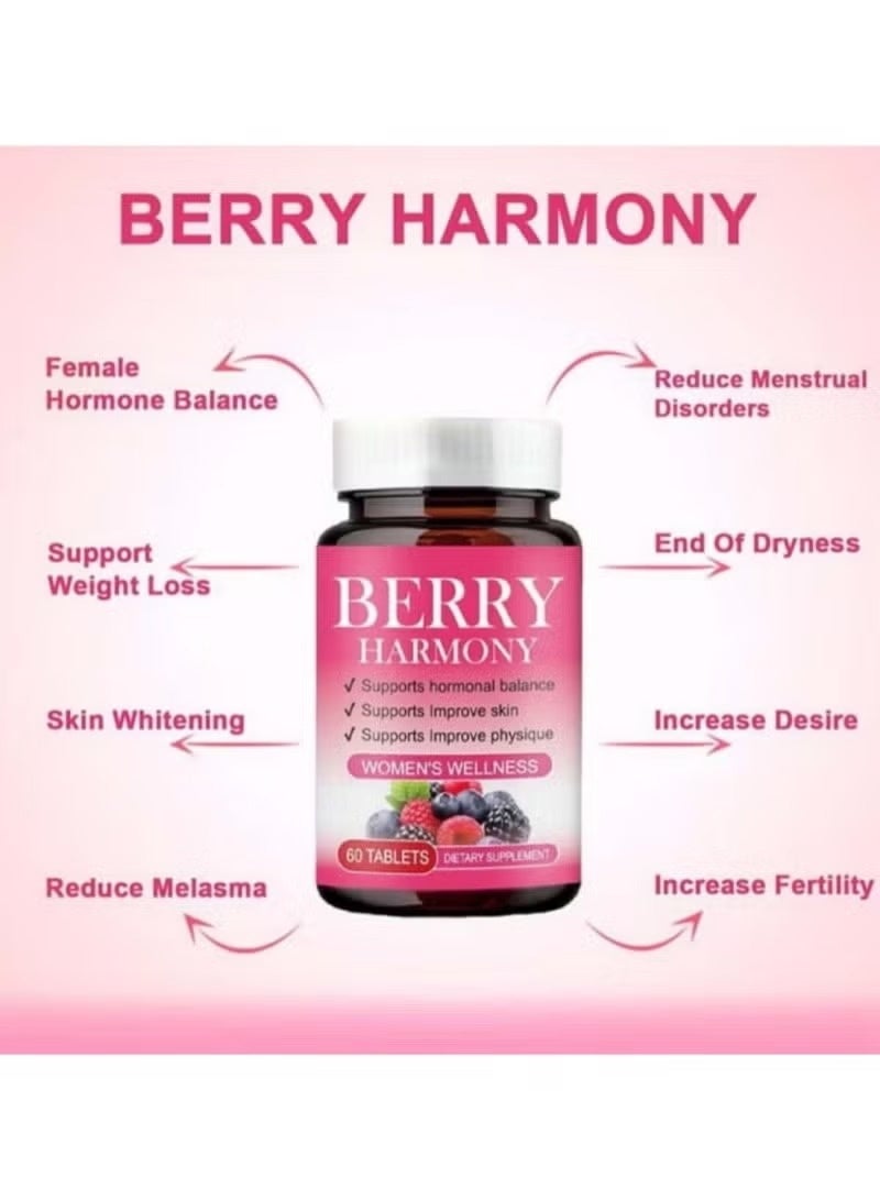 elicare Berry Harmony Tablets | With Berries, Soybean Sprouts, Zinc & Calcium | Women’s Daily Wellness Supplement | 60 Tablets - Image 3